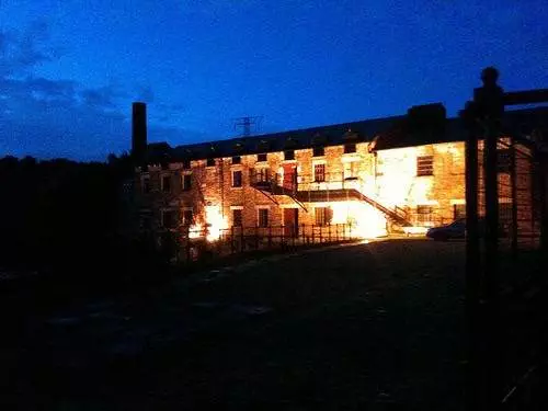 thwaite Thwaite Mills by twilight, scene of the secret social