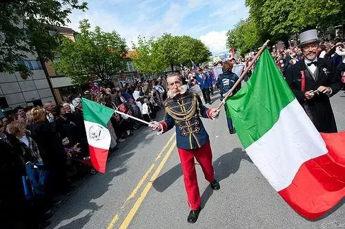 Bruno (Italy) taking part in the Norwegian National Day parade thru the city