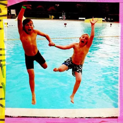 The boys are made of stern stuff and spent the afternoon jumping into the very very cold water...