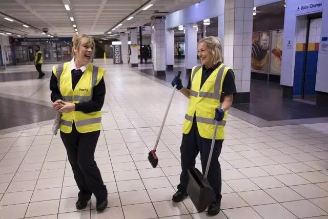 Julie Edwards (left) as Sharon and Emma Ashton as Debbbie in Freedom Studios production of Brief Encounters at the Bradford Interchange. Written by Rav Sanghera. Photo by Tim Smith.