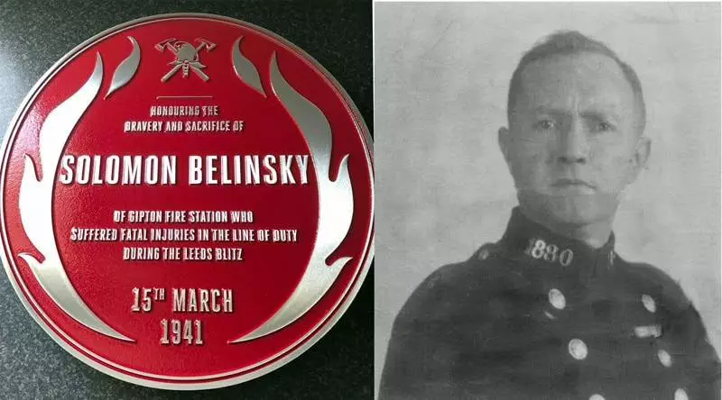 Solomon Belinsky and the Red Plaque which will be unveiled this Saturday.