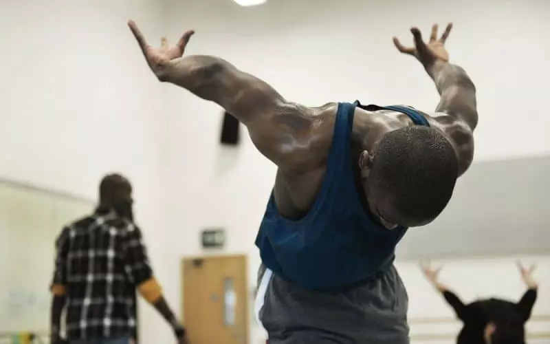 Aaron Chapling rehearsing The Rite of Spring, choreographed by Jeanguy Saintus © Jack Thomson