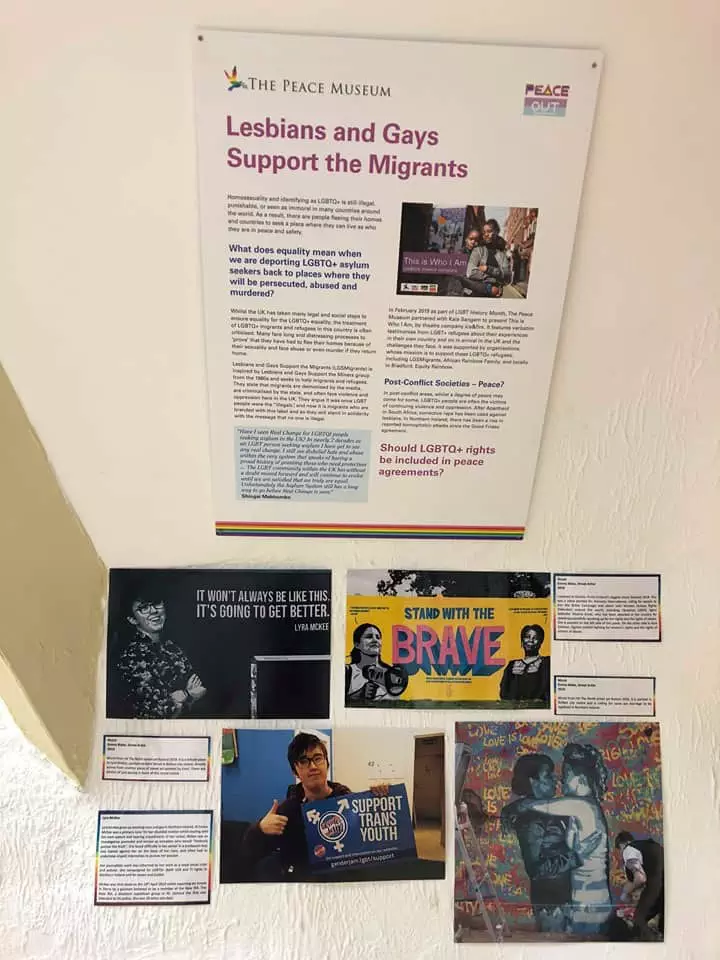 Section of the exhibition dedicated to LGBTQ+ support of migrants and refugees